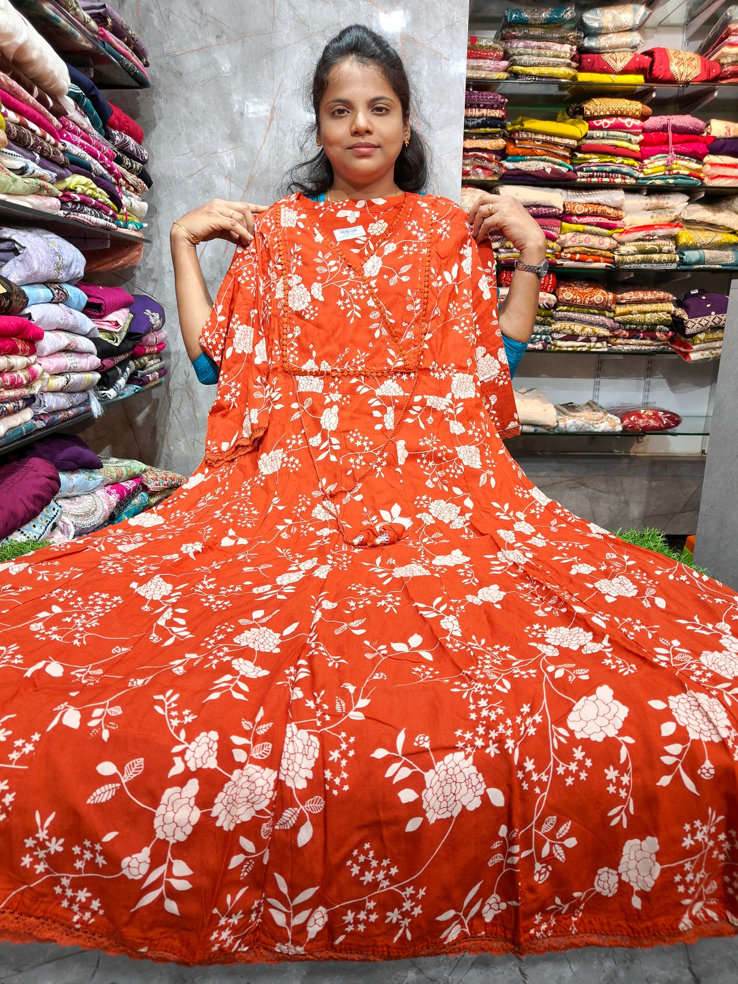 Rayon Cotton Anarkali Kurti with Beautiful Work for Women | Plus Size 3XL to 6XL | PSUK140