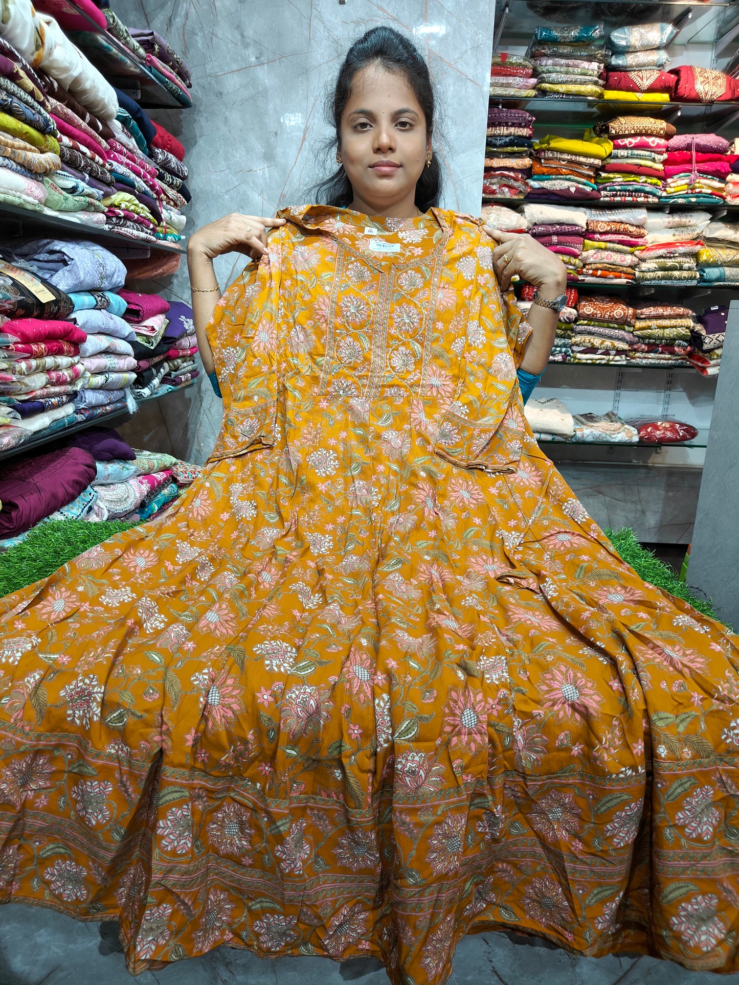 Rayon Cotton Anarkali Kurti with Beautiful Work for Women | Plus Size 3XL to 6XL | PSUK140