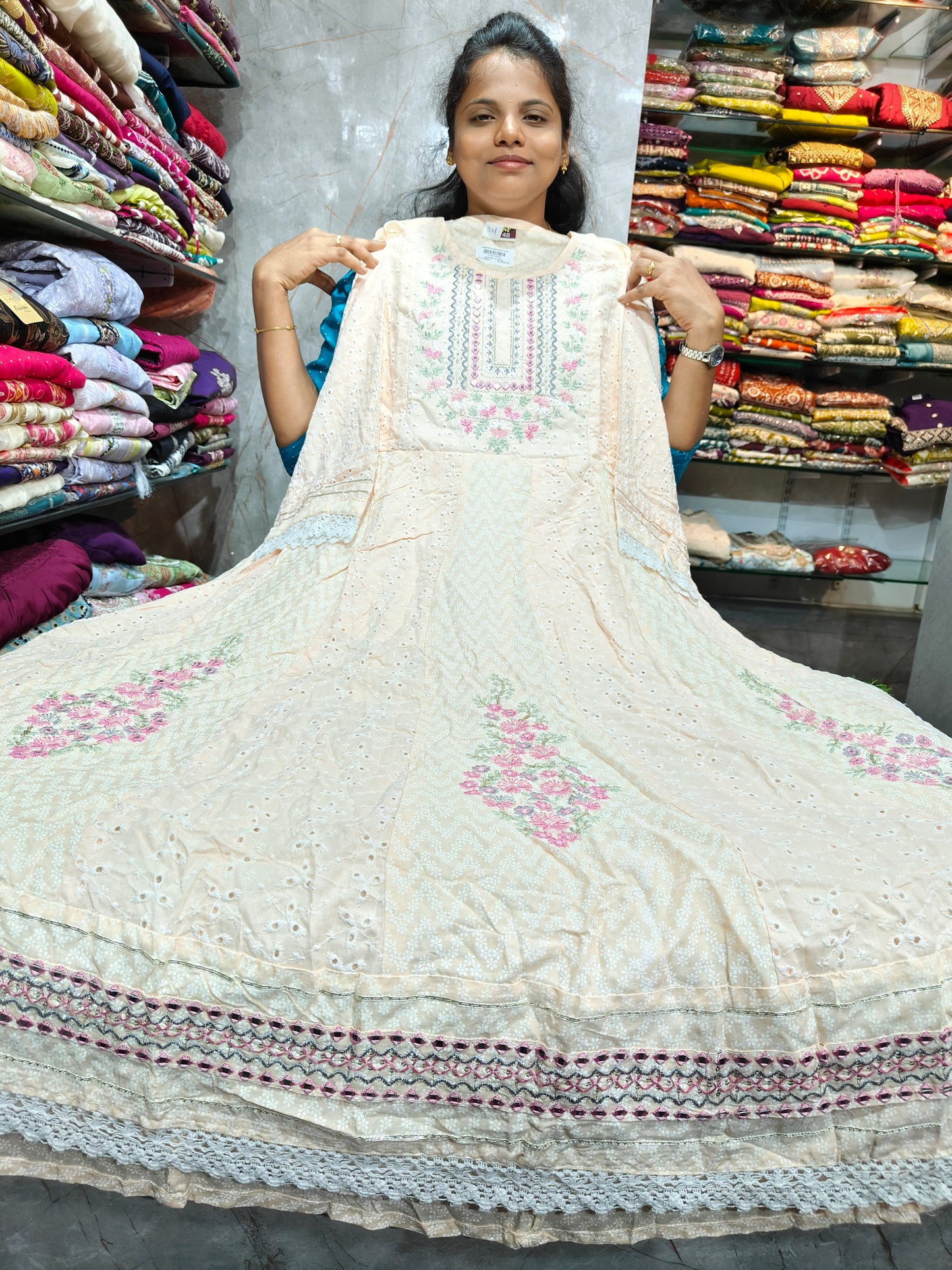 Beautiful Hakoba Fabric Long Maxi Kurti with Lining | Plus Size 3XL to 6XL | PSUK139