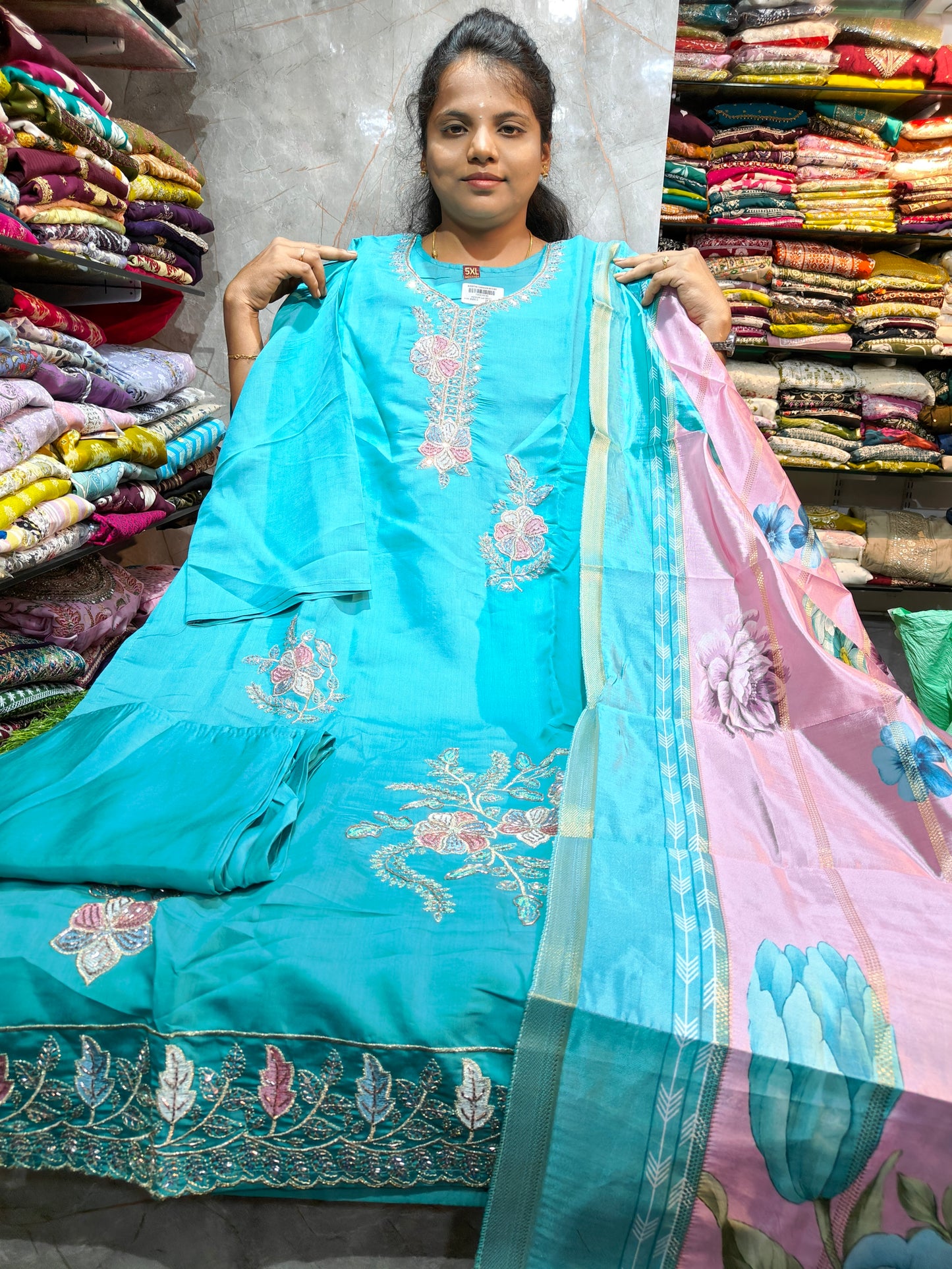 Plus Size Partywear Salwar Set – Roman Silk – PSFS146 – ₹850/-