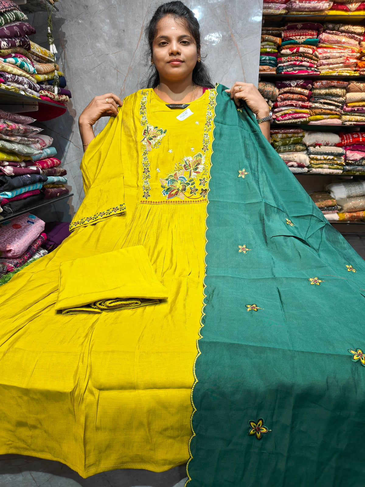 Plus Size Mal Chanderi Silk Umbrella Salwar Set | PSFS87 | ₹1099 | 3XL to 5XL