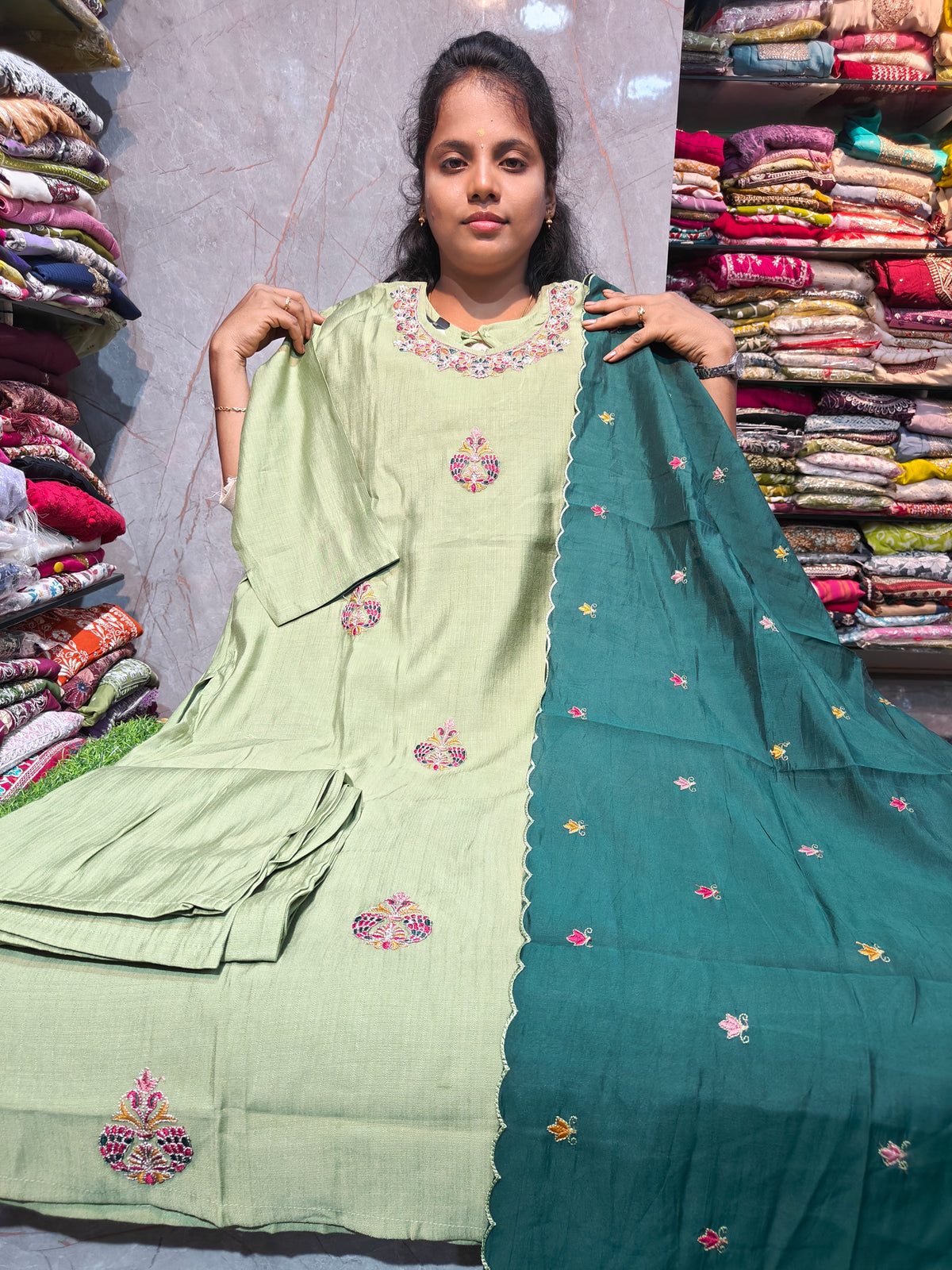 Plus Size Vatican Silk Salwar Set | Boat Neck & Pot Neck Back | 3XL–5XL | PSFS85 | ₹1099