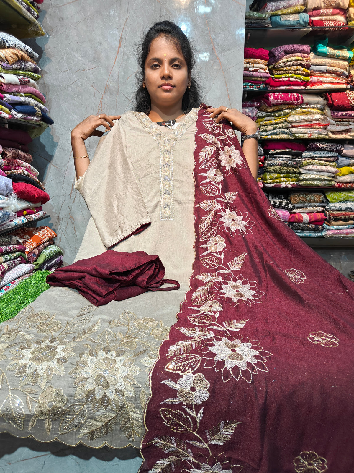 Plus Size Grand Vichitra Silk Side Open Salwar Set | PSFS85 | 3XL-5XL | ₹1099
