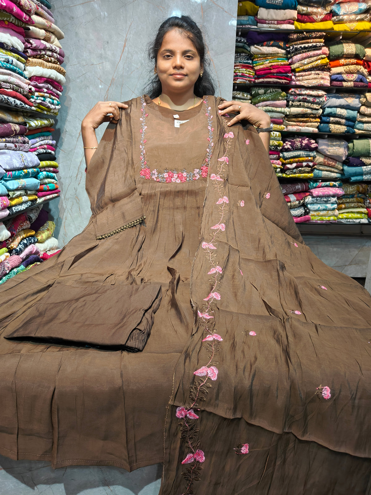 Malchanderi Silk Anarkali Set with Lining | Plus Size 3XL to 5XL | PSFS165 | ₹1350