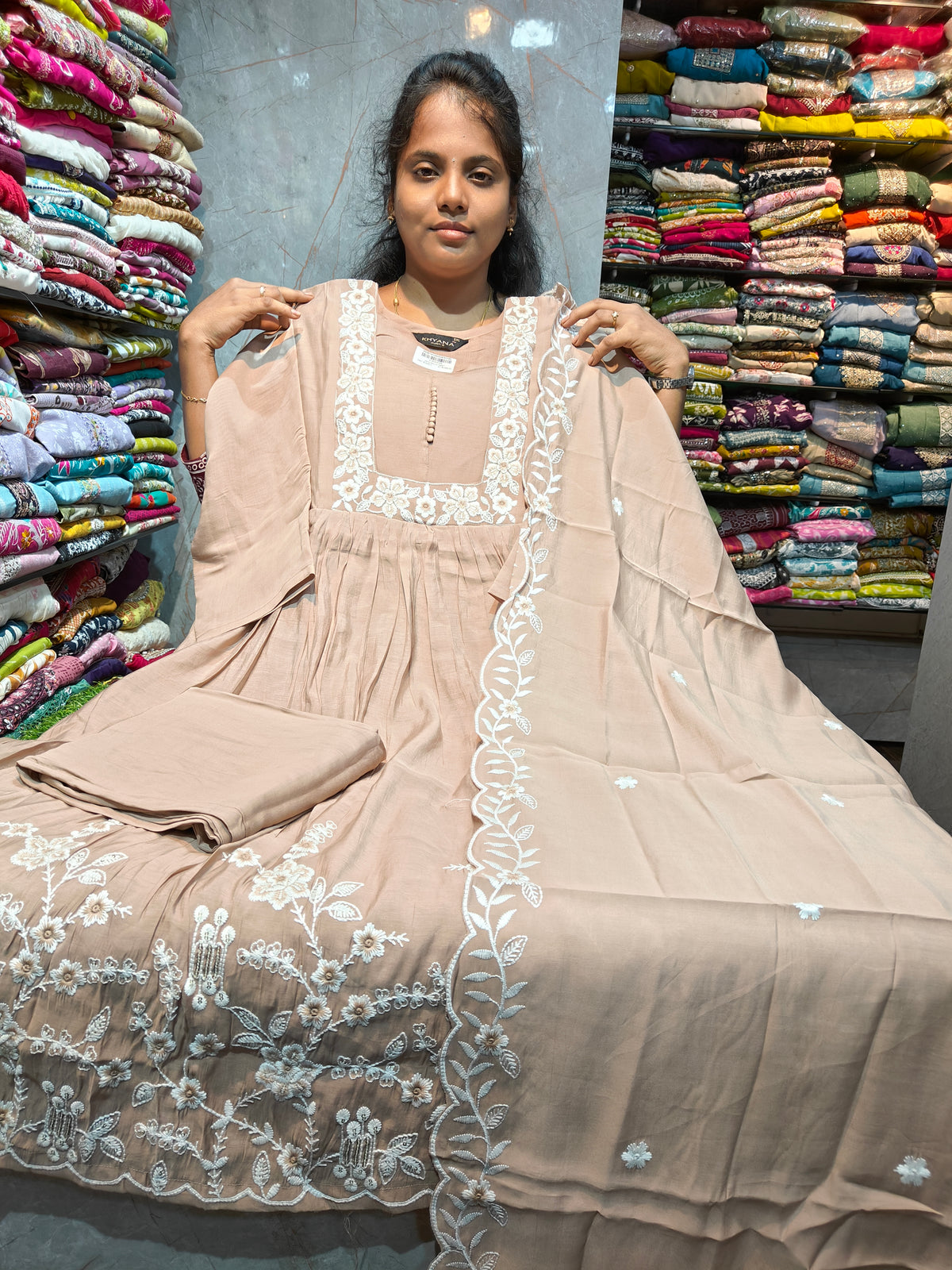 PSFS168 | Mal Chanderi Silk Anarkali | Plus Size 3XL to 5XL | Just ₹1299
