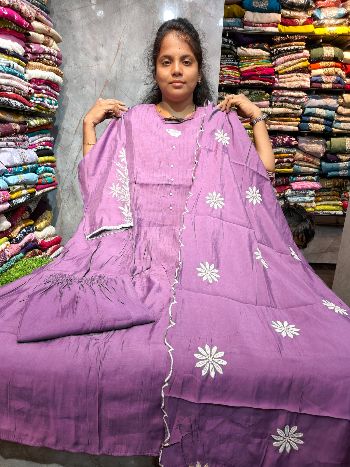 PSFS170 | Mal Chanderi Silk Anarkali | Plus Size 3XL to 5XL | Just ₹1250