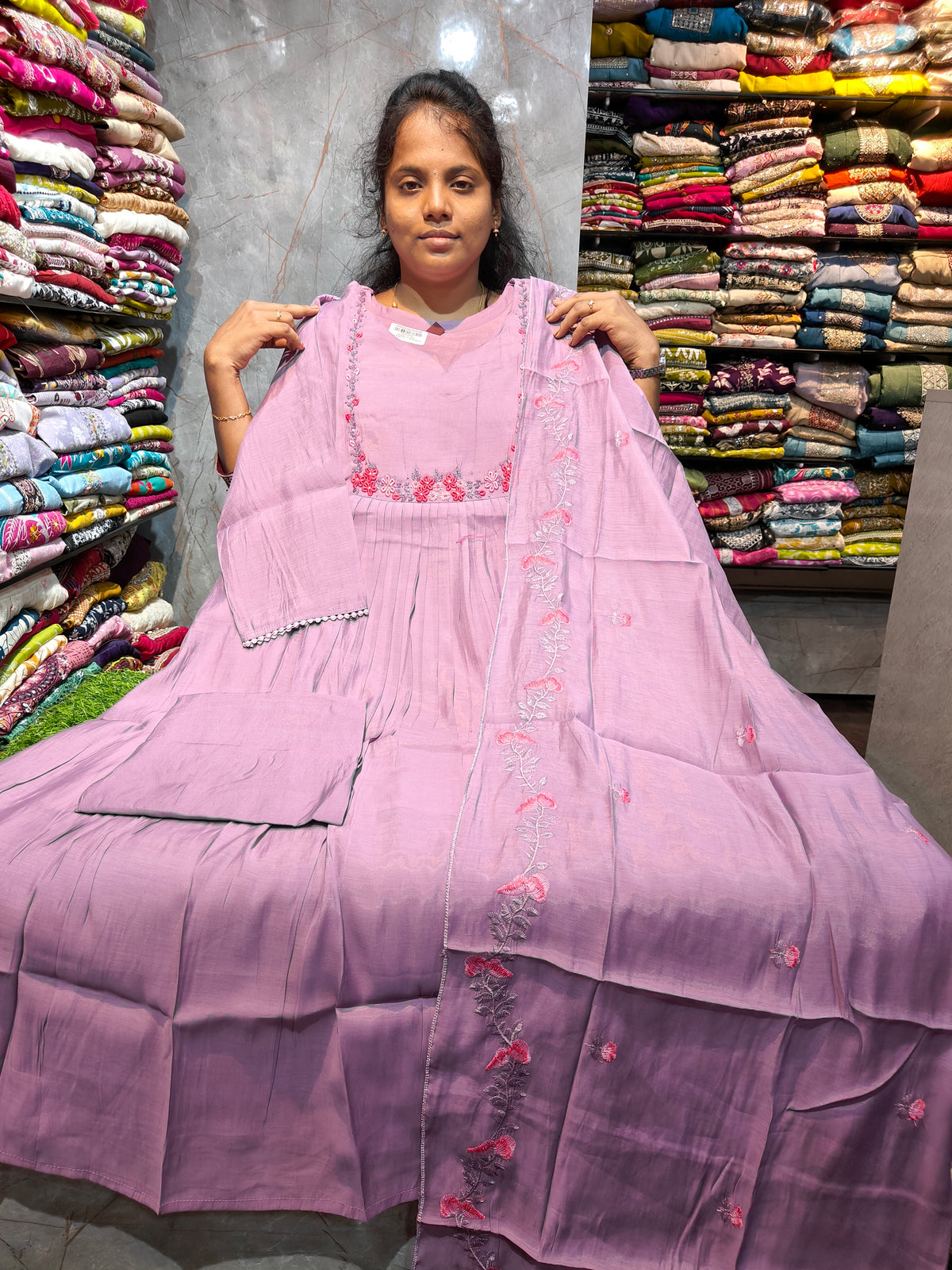 Malchanderi Silk Anarkali Set with Lining | Plus Size 3XL to 5XL | PSFS165 | ₹1350