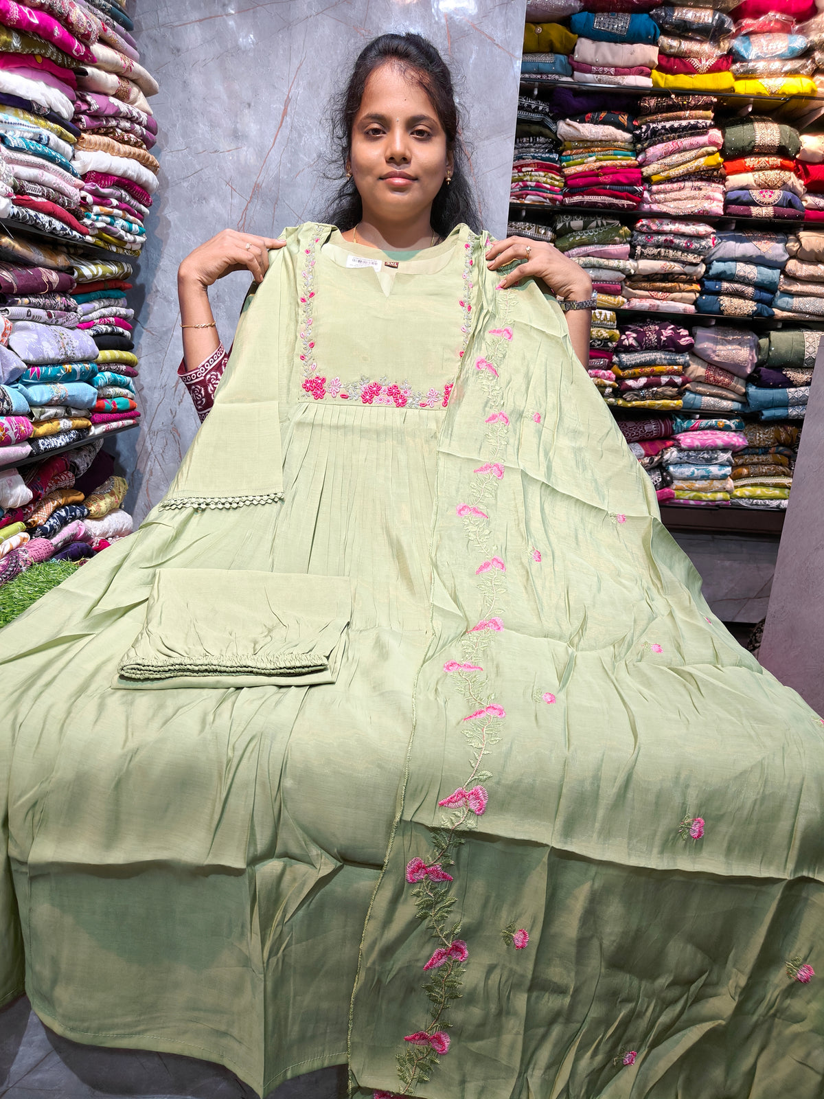Malchanderi Silk Anarkali Set with Lining | Plus Size 3XL to 5XL | PSFS165 | ₹1350