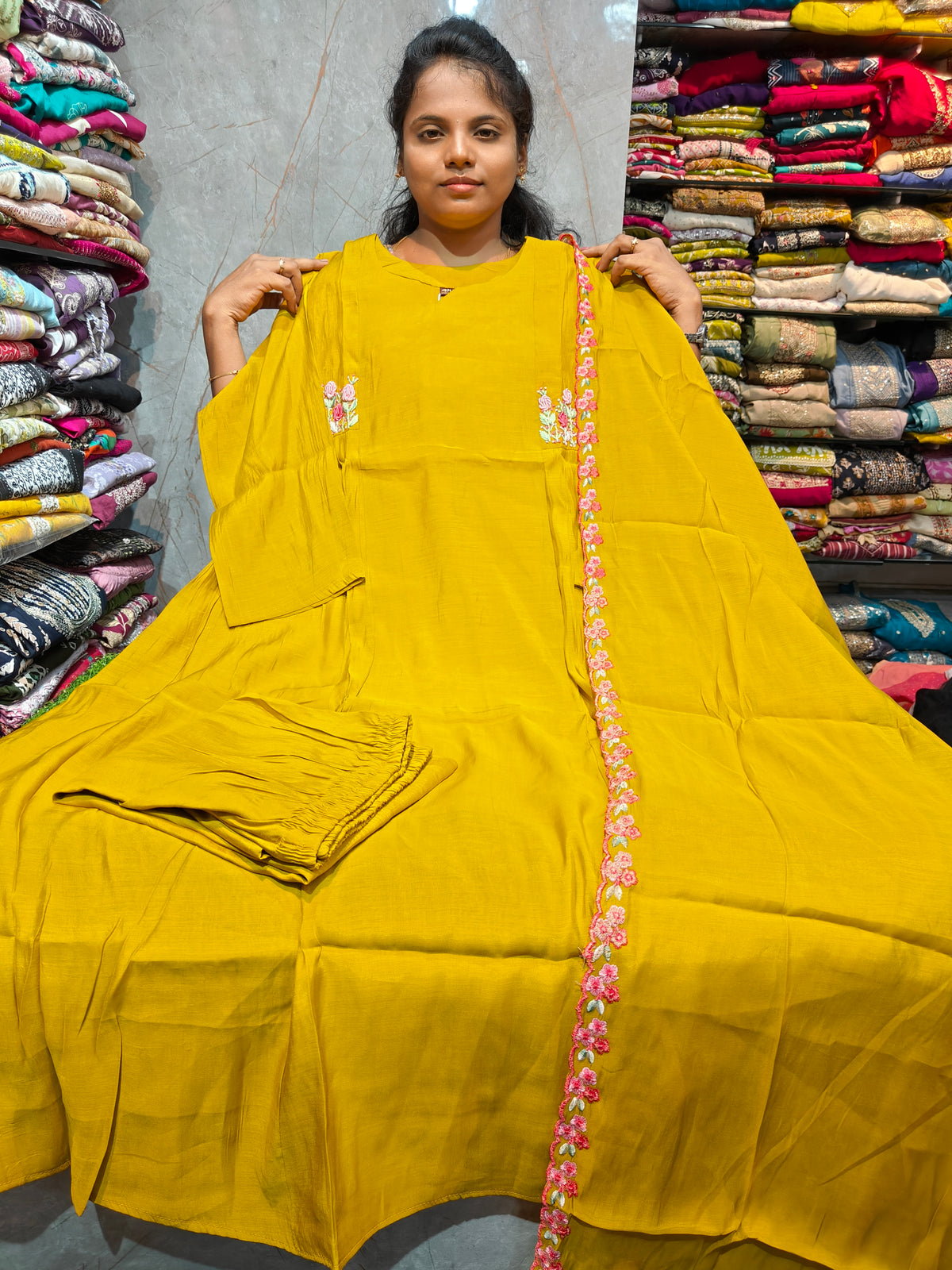 PSFS177 | Mal Chanderi Silk Anarkali | Plus Size 3XL to 5XL | Just ₹1350
