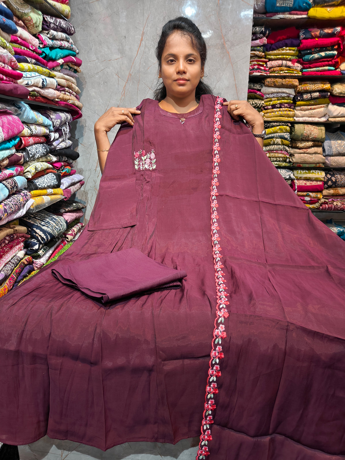 PSFS177 | Mal Chanderi Silk Anarkali | Plus Size 3XL to 5XL | Just ₹1350