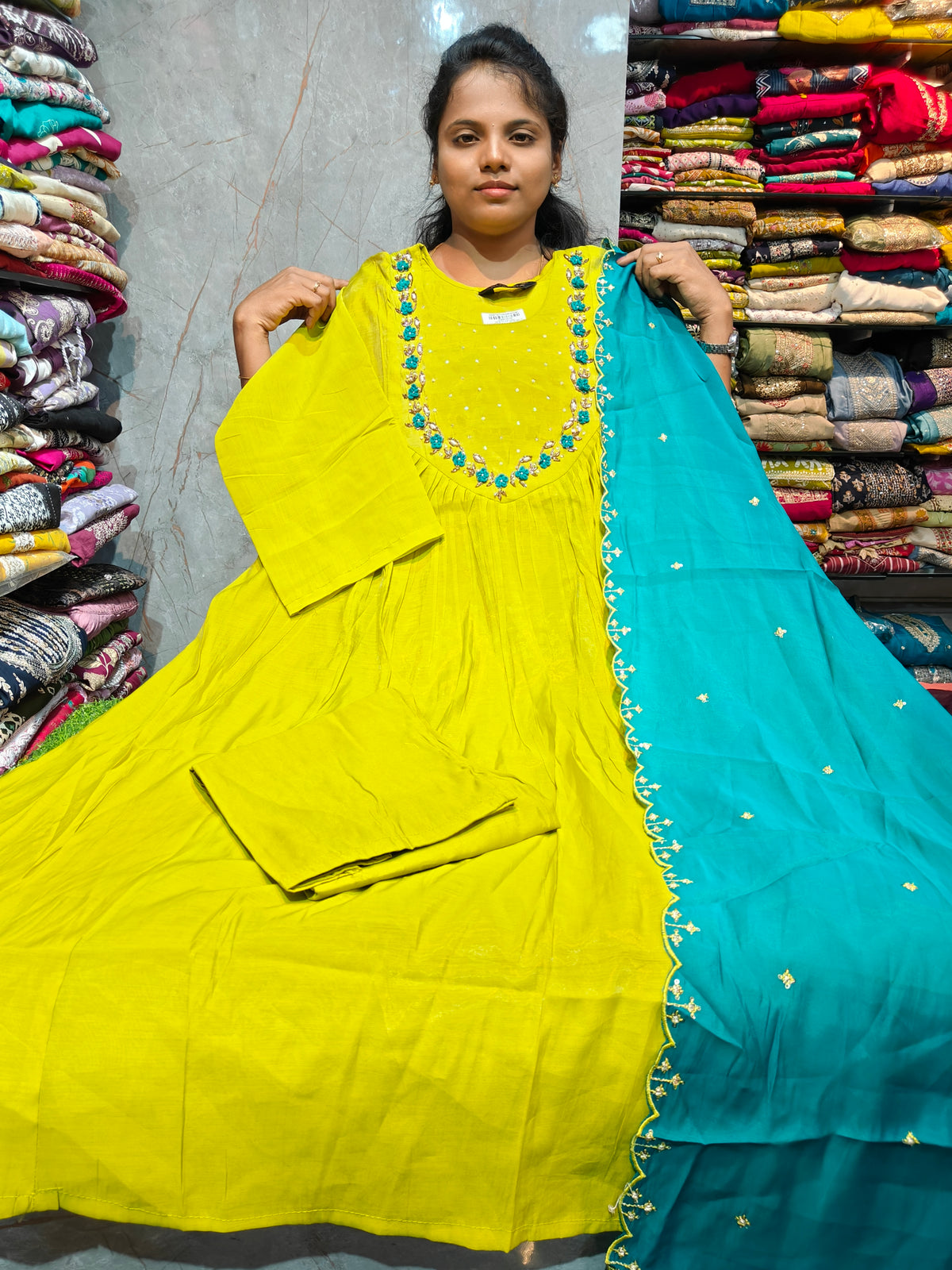 PSFS175 | Mal Chanderi Silk Anarkali | Plus Size 3XL to 5XL | Just ₹1199