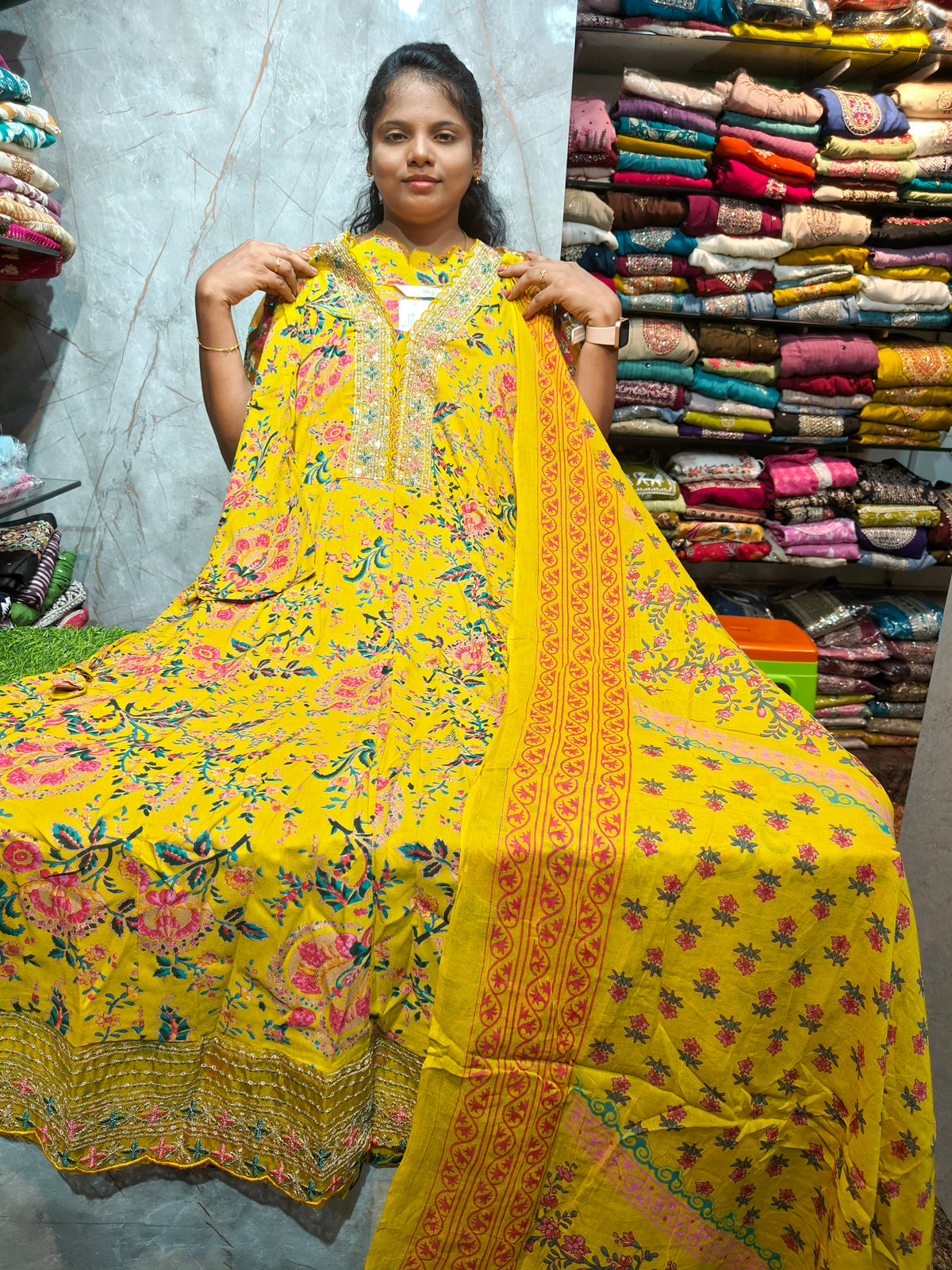 Rayon Cotton Anarkali Kurti with Dupatta | 4XL to 6XL PSTS89