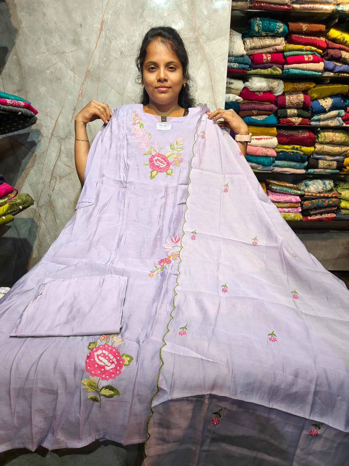 Plus Size Malchanderi Silk 3 Piece Salwar Set with Lining β 3XL to 5XL | βΉ1,399 PSFS184
