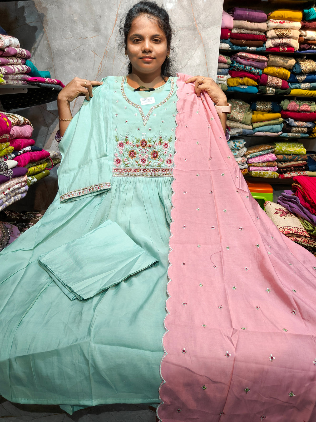 Plus Size Mal Chanderi Silk Umbrella Salwar Set with Lining | PSFS175 | ₹1199 | 3XL to 5XL
