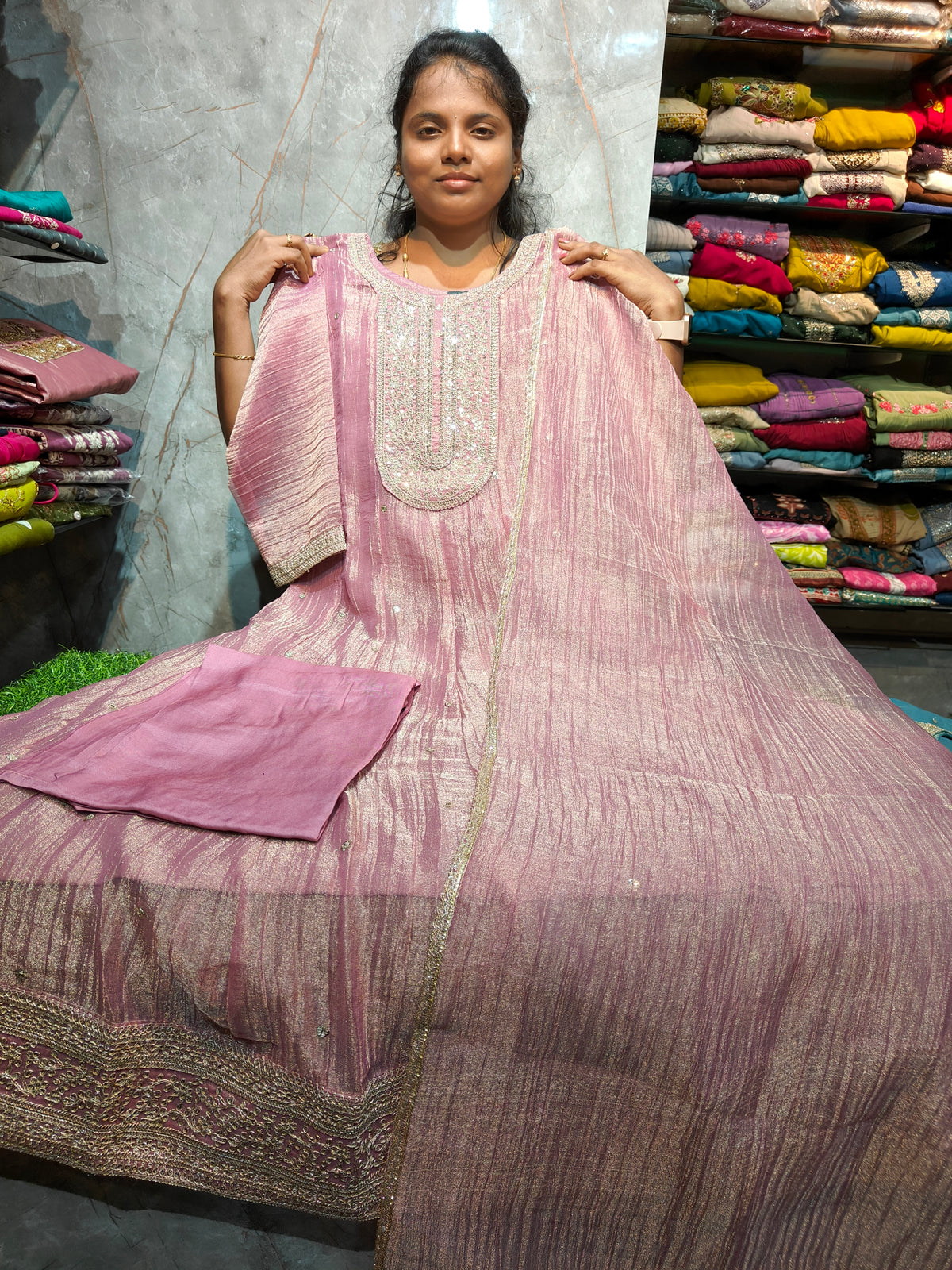 Premium Salsa Fabric Grand Anarkali Set with Lining – RSFS143 | ₹1,699