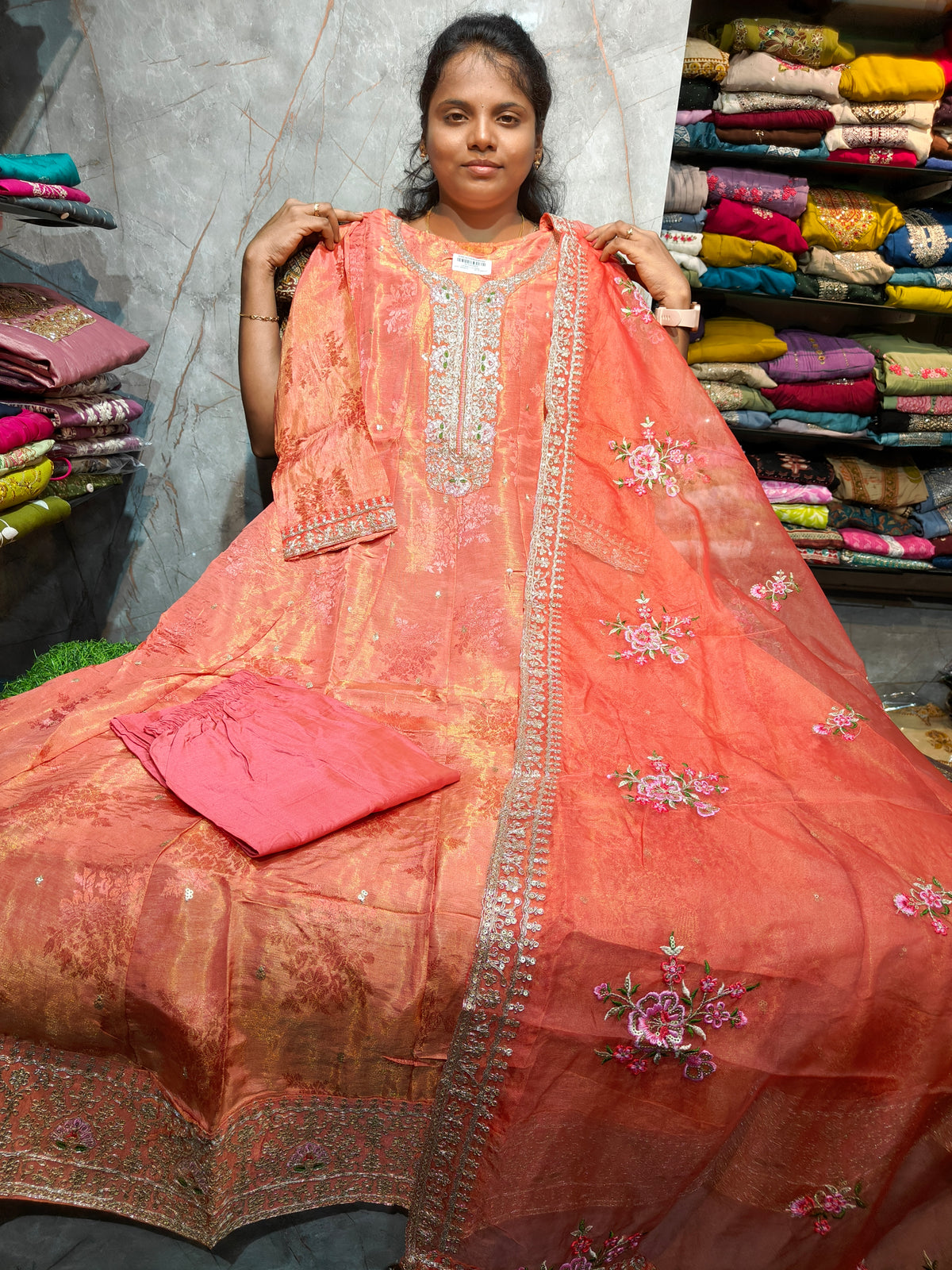 PSFS187 | Tissue Silk Anarkali Set | M to XXL | Just ₹1499
