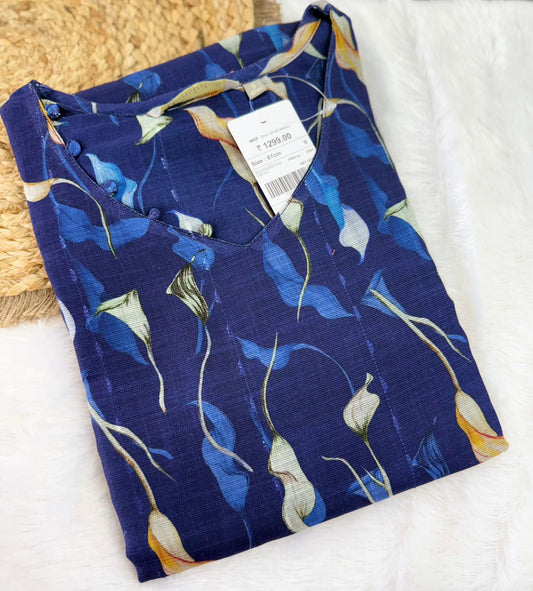 Premium Soft Linen Bubble Kurtis –SLBK599 – Sizes S to XXL – 3/4th Sleeves – ₹599 (MRP ₹1299)