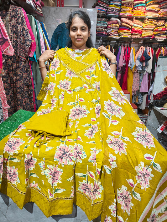 Plus Size Cotton Anarkali Kurti Set – AS945 | Sizes 4XL to 6XL | ₹945