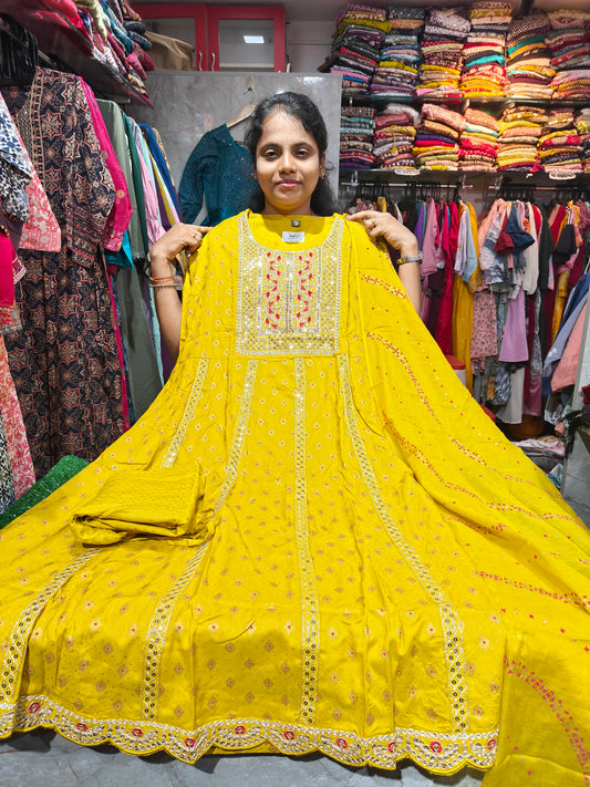 Rayon Cotton Anarkali Kurti Set – AS849 | Plus Size 4XL to 6XL | ₹849
