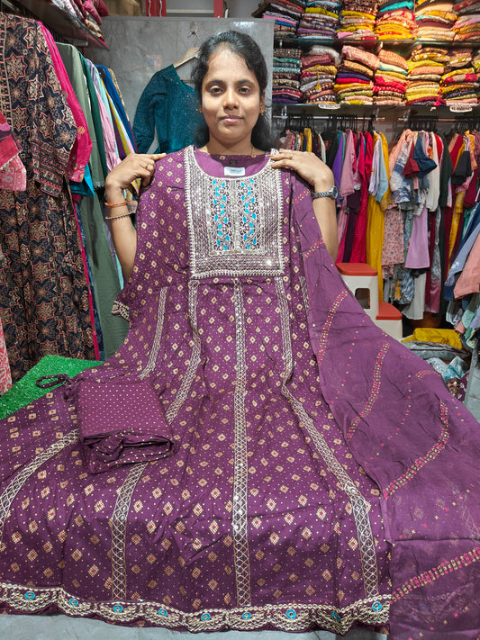 Rayon Cotton Anarkali Kurti Set – AS849 | Plus Size 4XL to 6XL | ₹849