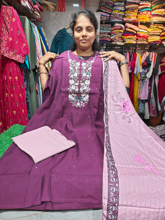 Plus Size Partywear Silk Salwar Set – SS699 | Sizes 3XL to 5XL | ₹699