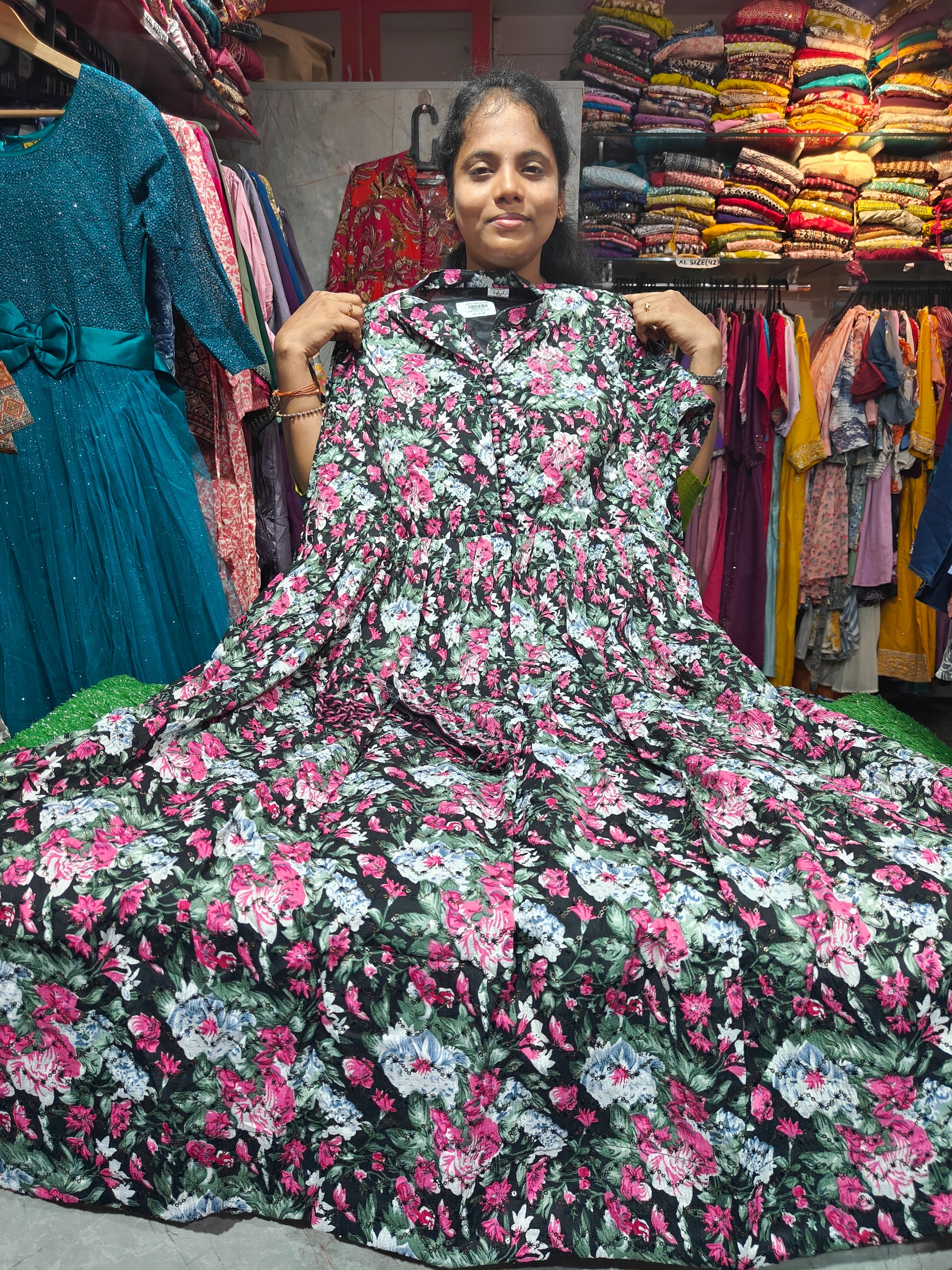 Anarkali Collar Neck Kurti Size XXL ₹585 Code UK585