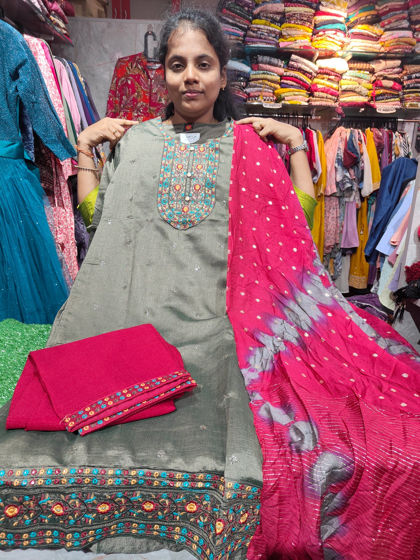 Designer Partywear Salwar Set in Silk Fabric | Sizes M to XXL | ₹699 | Code SSR1699