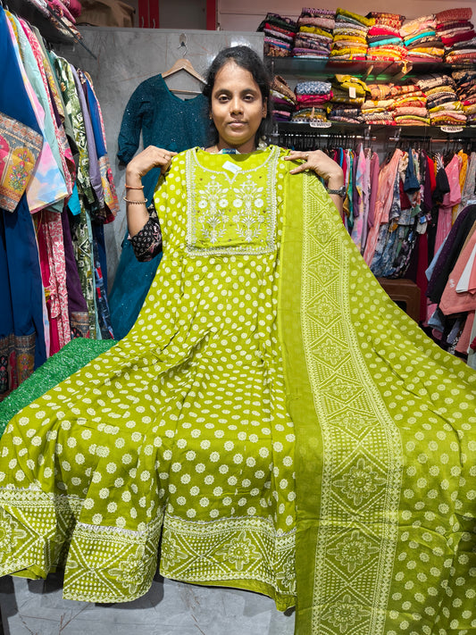 Rayon Cotton Anarkali Kurti with Dupatta | 4XL to 6XL TWS1649