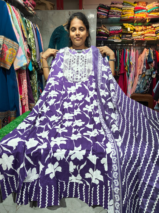 Rayon Cotton Anarkali Kurti with Dupatta | 4XL to 6XL TWS649