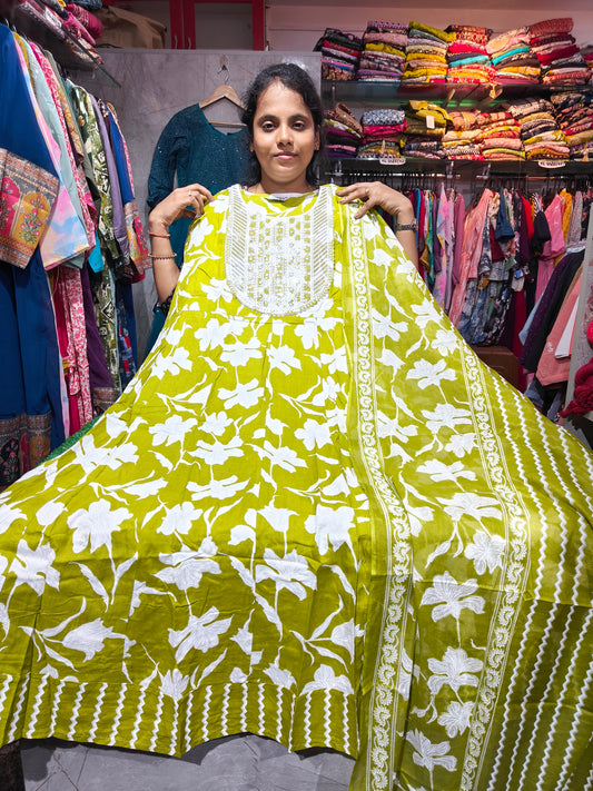 Rayon Cotton Anarkali Kurti with Dupatta | 4XL to 6XL TWS625