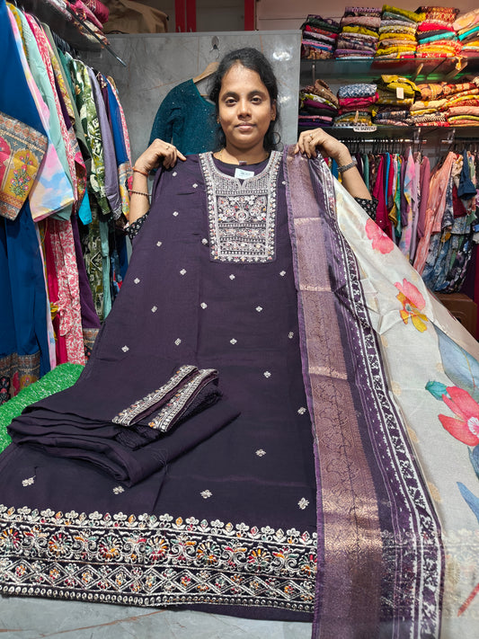 Silk Partywear Set with Digital Print Shawl | 4XL to 6XL – ₹799 | SAL799