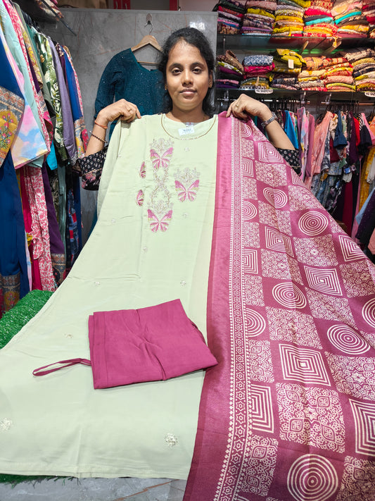 Silk Partywear Butterfly Work Salwar Set | 3XL to 5XL – ₹1299 | SRL1299