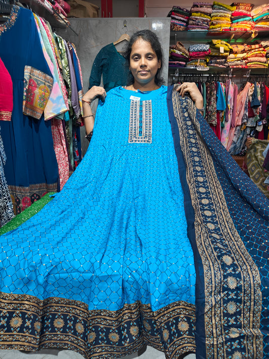 Rayon Cotton Anarkali Kurti with Dupatta | 4XL to 6XL TWS580