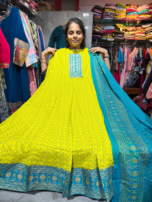 Rayon Cotton Anarkali Kurti with Dupatta | 4XL to 6XL TWS580