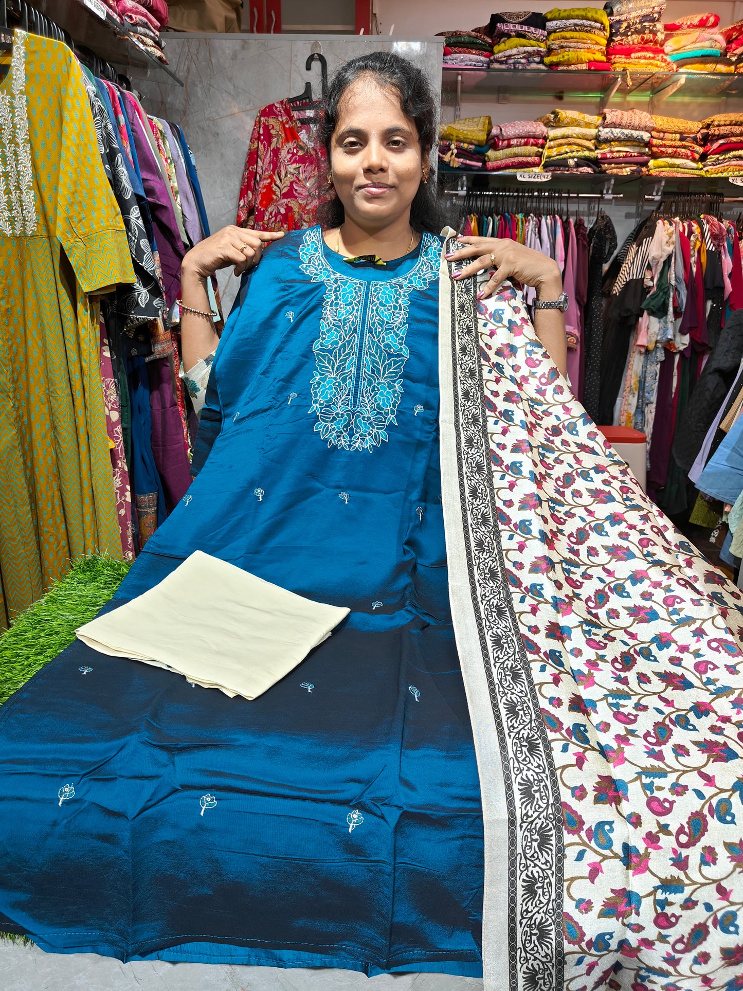 Premium Silk Partywear Set for Women – Elegant Festive Outfit – M to XXL – ₹749 – ESS749