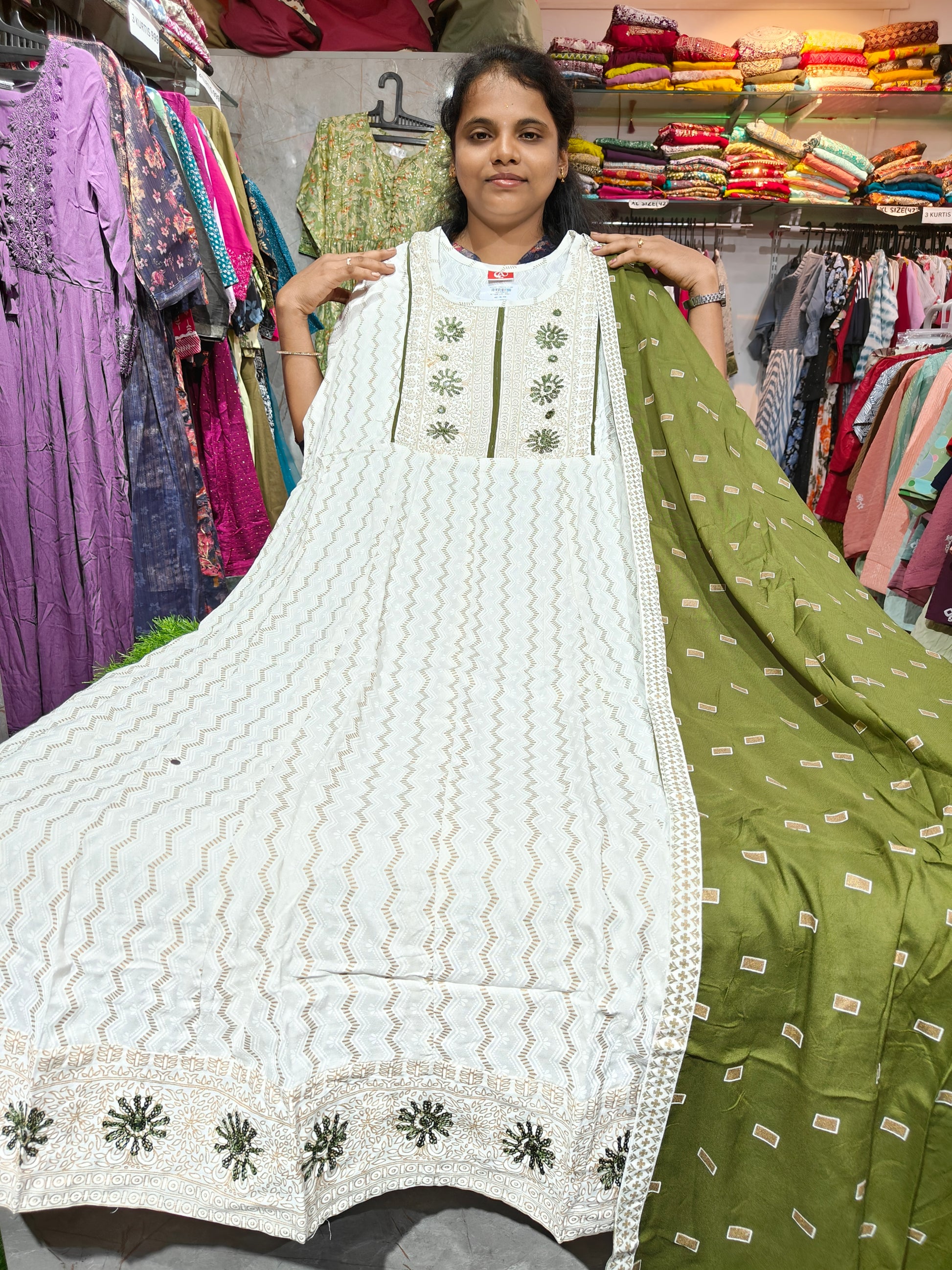 Anarkali Kurti with Shawl – Plus Size 3XL to 6XL – AFTS599 – ₹599 Only 3XL