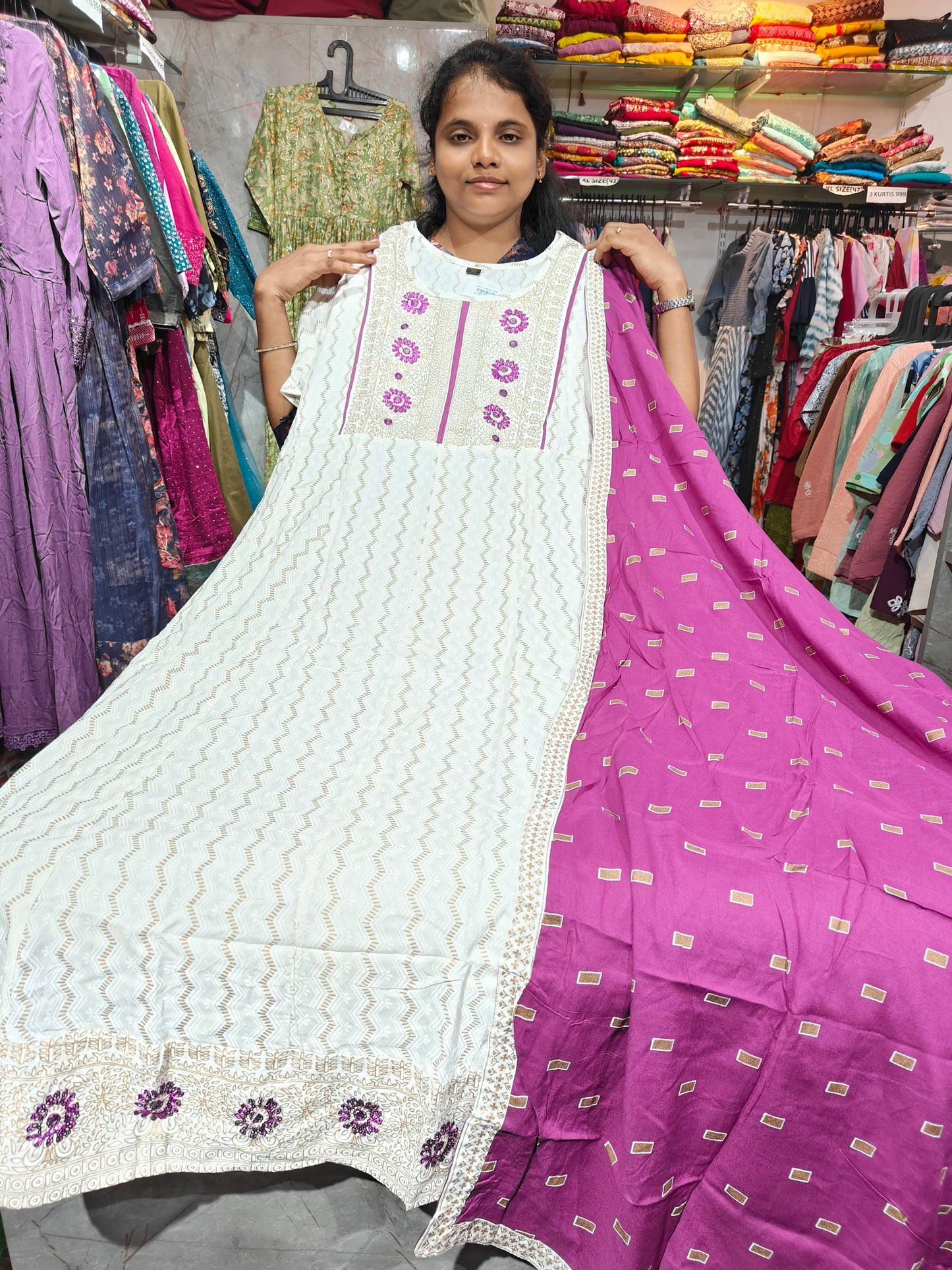 Anarkali Kurti with Shawl – Plus Size 3XL to 6XL – AFTS599 – ₹599 Only