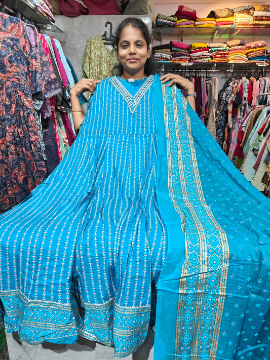 Anarkali Top with Shawl – Cotton Rayon | XL & XXL | Elegant Women’s Wear | ₹599 | BVTS599