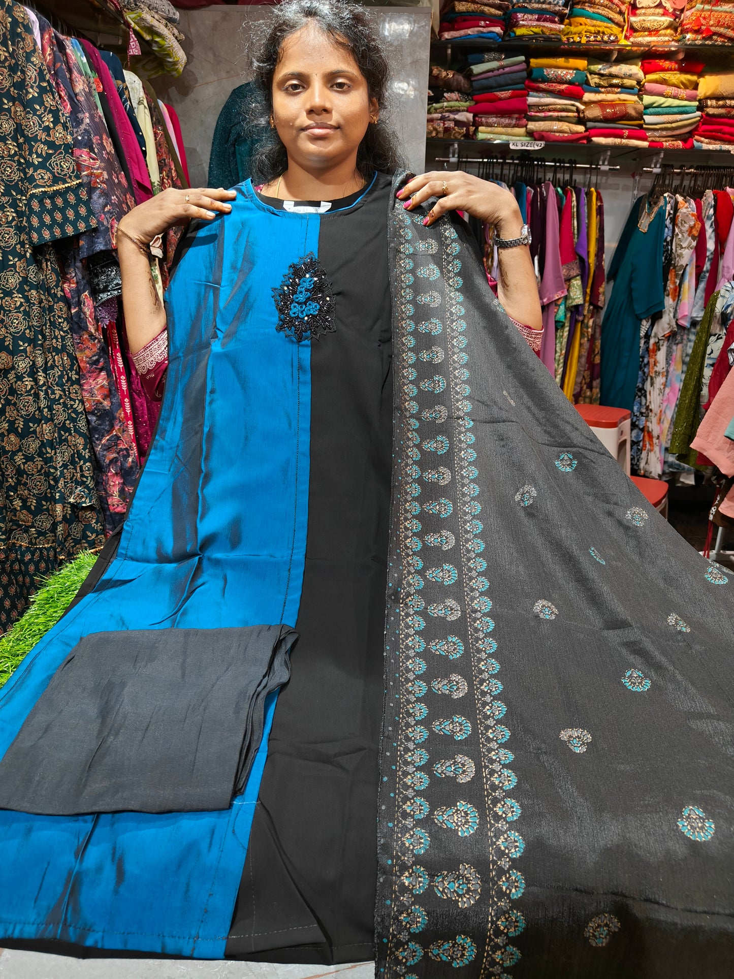 Roman Silk Double Colour Salwar Set – PAN749 | Partywear for Women | Sizes M to XXL | Budget Range