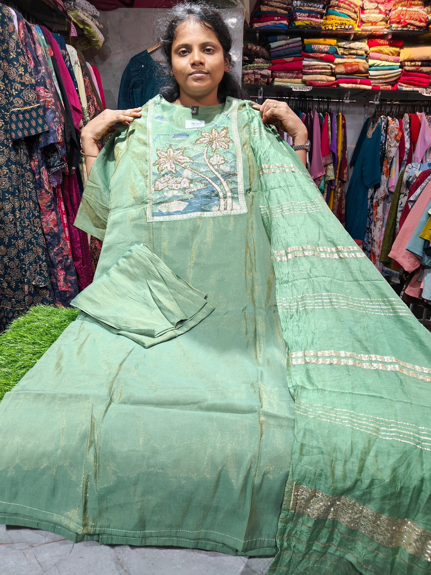 Shimmer Silk Salwar Set – PSS799 | Tree Hand Work Partywear for Women | Sizes M to XXL | Price ₹799