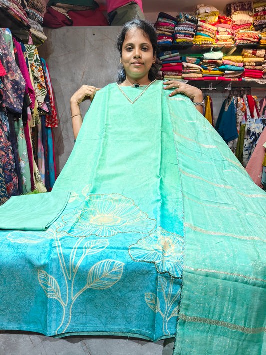 Silk Partywear Salwar Set with Grand Shawl | Elegant Ethnic Wear | Sizes M to XXL – ₹999