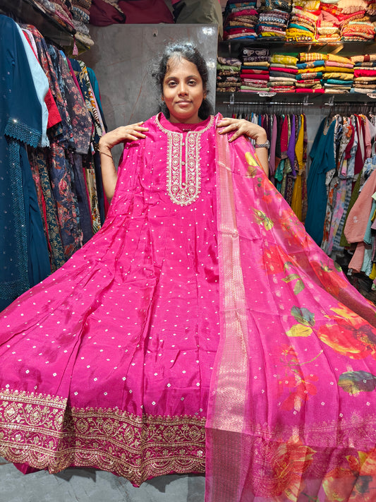 Partywear Anarkali Kurti with Digital Print Shawl – Plus Size 3XL to 6XL | AS949 – ₹949