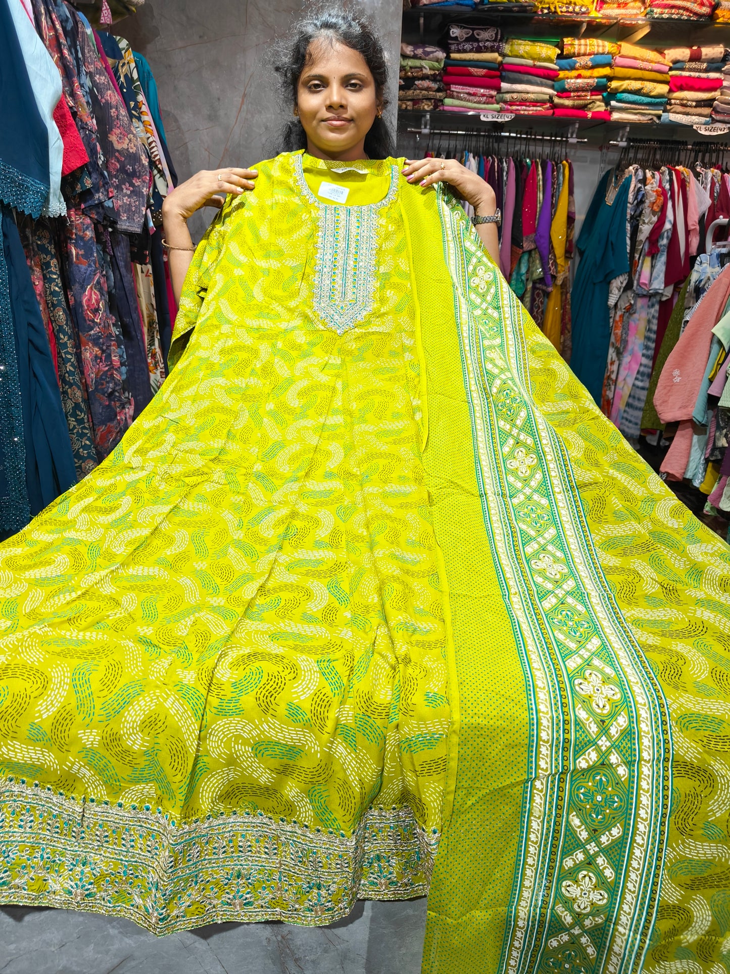 Rayon Cotton Anarkali Kurti with Dupatta | 4XL to 6XL TSG699