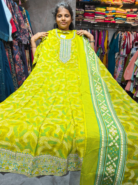 Rayon Cotton Anarkali Kurti with Dupatta | 4XL to 6XL TSG699