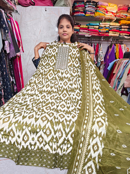 Rayon Cotton Anarkali Kurti with Dupatta | 4XL to 6XL IK699