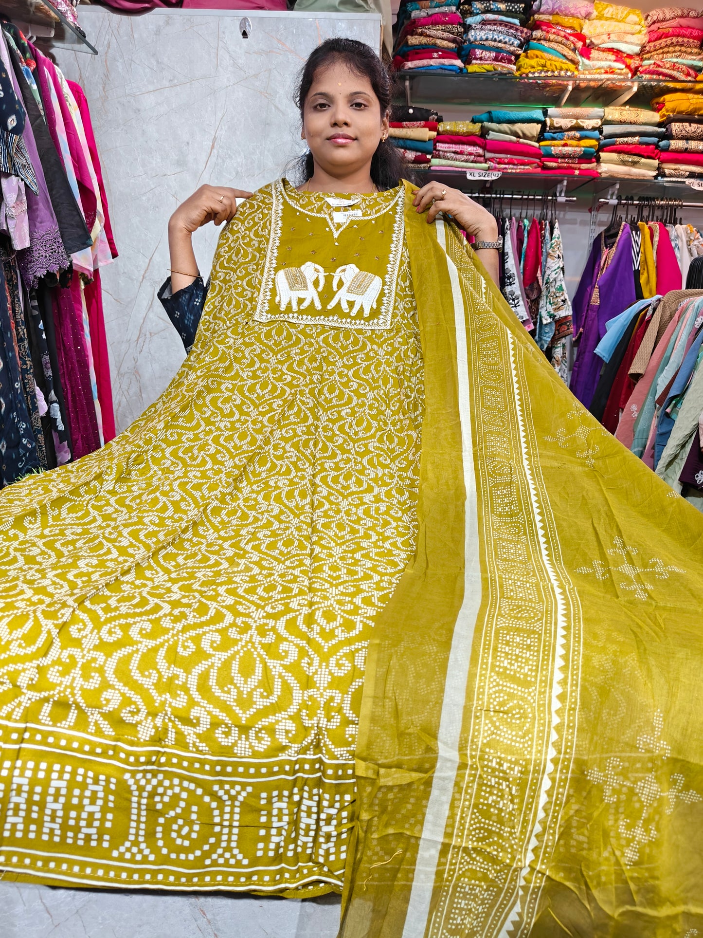 Rayon Cotton Anarkali Kurti with Dupatta | 4XL to 6XL EAK699