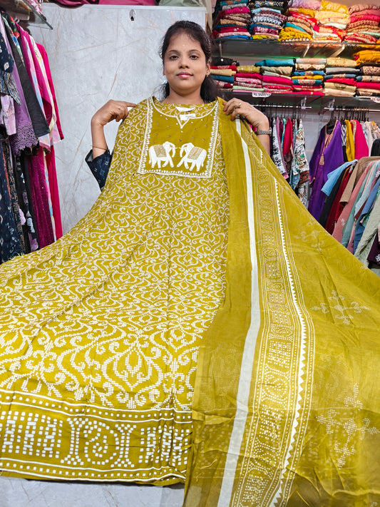 Rayon Cotton Anarkali Kurti with Dupatta | 4XL to 6XL EAK699