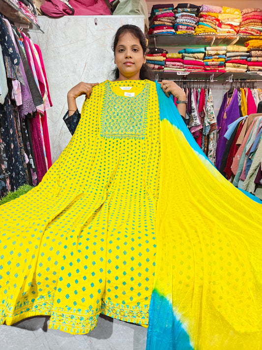 Rayon Cotton Anarkali Kurti with Dupatta | 4XL to 6XL YTS699