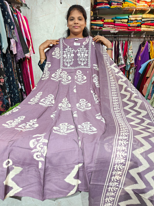 Rayon Cotton Anarkali Kurti with Dupatta | 4XL to 7XL MG699