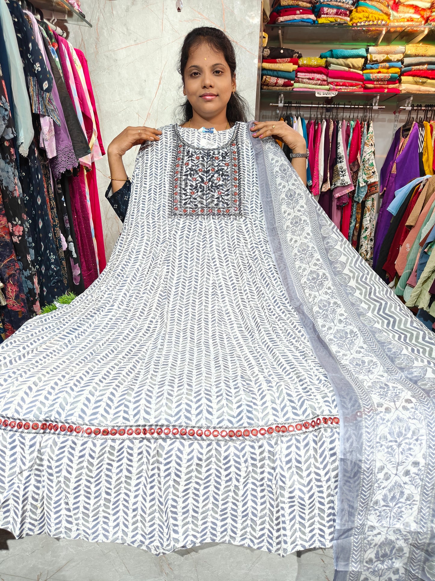 Rayon Cotton Anarkali Kurti with Dupatta | 4XL to 6XL GUK699